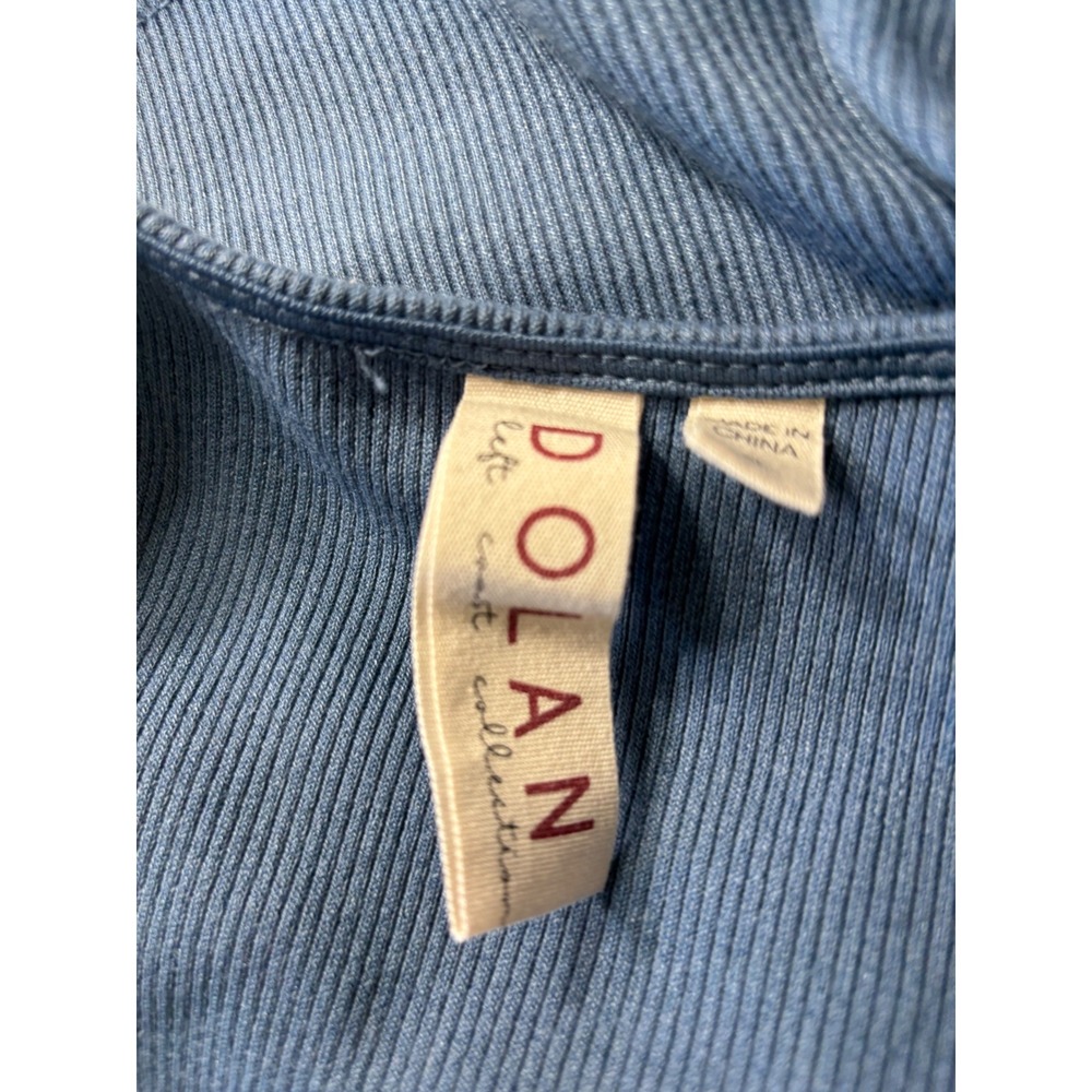 Dolan Left Coast Collection Blue Ribbed Knit‎ Top Patterned Balloon Sleeves - Picture 5 of 8